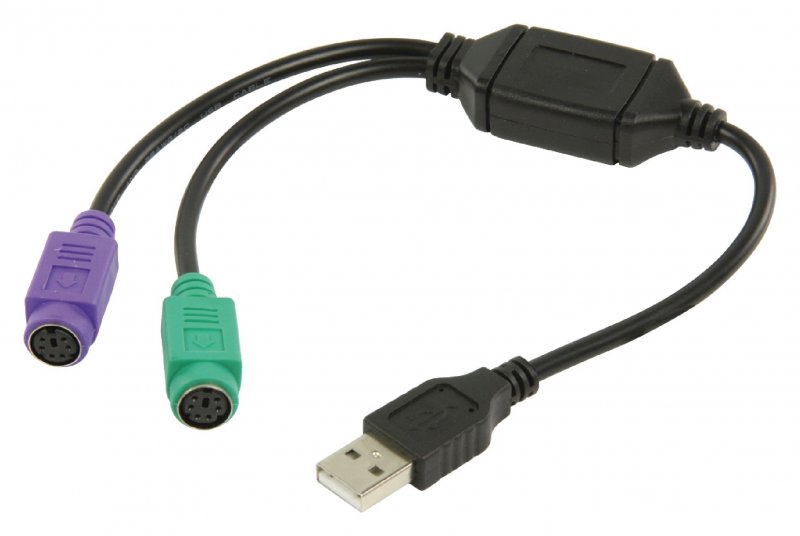 Kabel USB 2.0 USB A Zástrčka - 2x Zásuvka PS/2 0.30 m Černá - obrázek č. 1