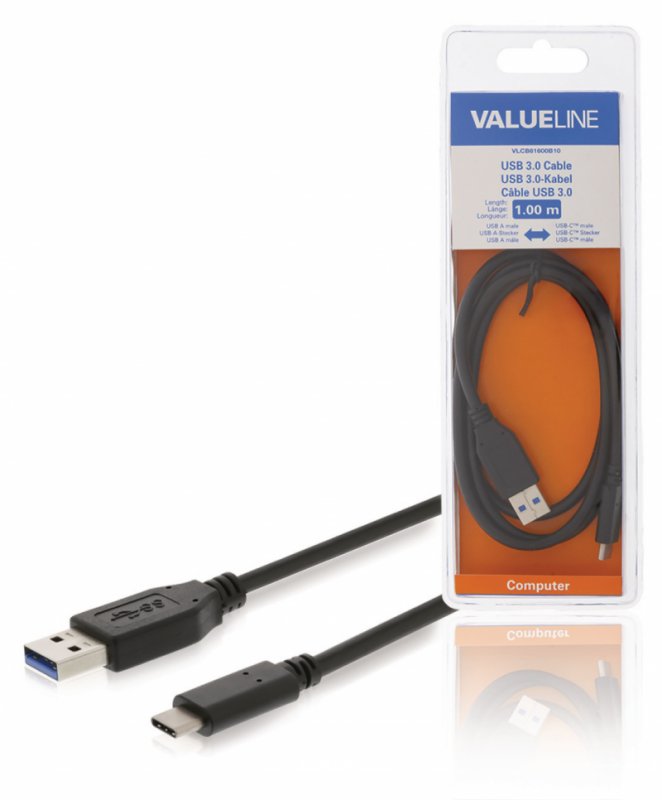 Kabel USB 3.0 USB-C Zástrčka - USB A Zástrčka 1.00 m Černá - obrázek produktu