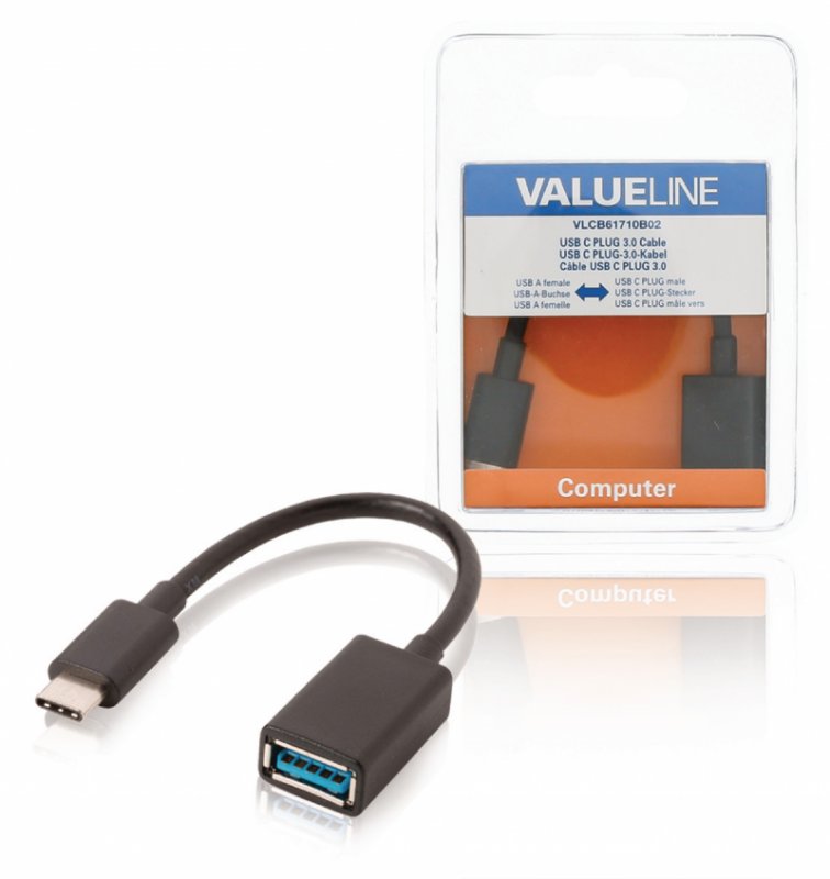 Kabel USB 3.0 USB-C Zástrčka - USB A Zásuvka 0.15 m Černá - obrázek produktu