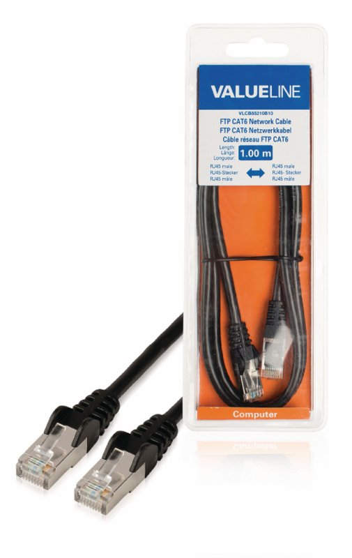 Síťový Kabel CAT6 F/UTP RJ45 (8P8C) Zástrčka - RJ45 (8P8C) Zástrčka 1.00 m Černá - obrázek produktu