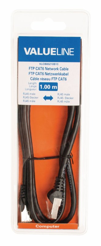 Síťový Kabel CAT6 F/UTP RJ45 (8P8C) Zástrčka - RJ45 (8P8C) Zástrčka 1.00 m Černá - obrázek č. 3