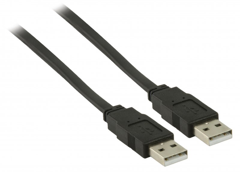 Kabel USB 2.0 USB A Zástrčka - USB A Zástrčka Plochý 1.00 m Černá - obrázek č. 1