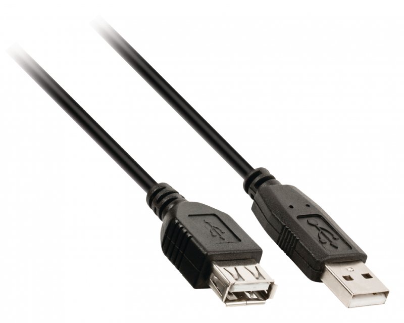 Prodlužovací Kabel USB 2.0 USB A Zástrčka - USB A Zásuvka Kulatý 3.00 m Černá - obrázek č. 1