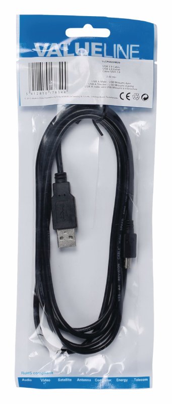 Kabel USB 2.0 USB A Zástrčka - Mitsumi 4kolíkový Zástrčka 2.00 m Černá VLCP60220B20 - obrázek č. 1