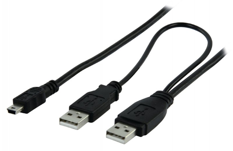 Kabel USB 2.0 2x A Zástrčka - Mini B Zástrčka Kulatý 1.00 m Černá - obrázek produktu