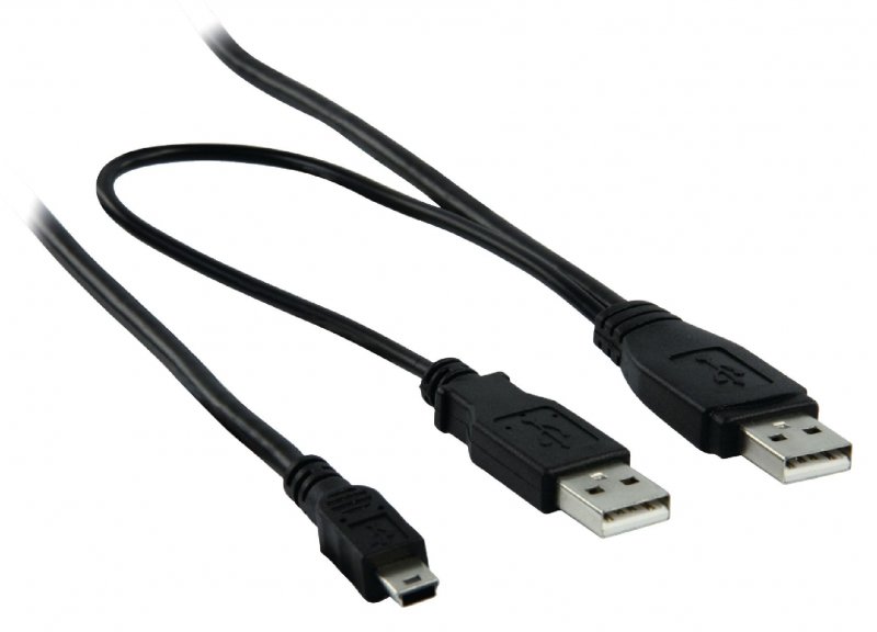Kabel USB 2.0 2x A Zástrčka - Mini B Zástrčka Kulatý 1.00 m Černá - obrázek č. 1