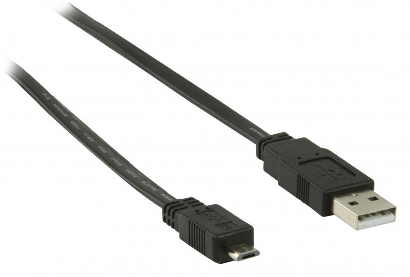 Kabel USB 2.0 USB A Zástrčka - Micro B Zástrčka Plochý 1.00 m Černá - obrázek č. 1
