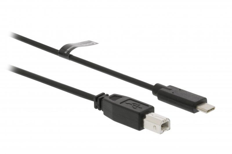 Kabel USB 2.0 USB-C Zástrčka - USB-B Male 2 m Černá - obrázek č. 1