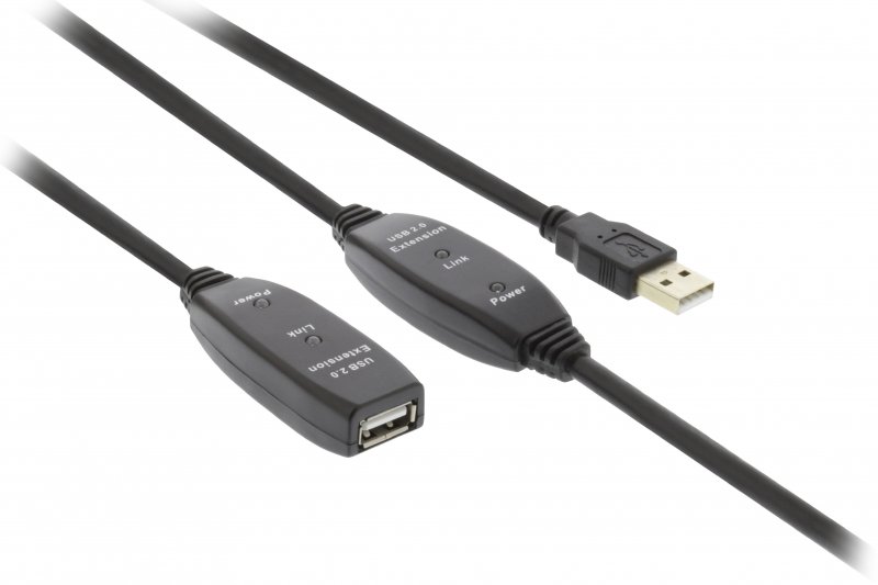 Aktivní Prodlužovací Kabel USB 2.0 USB A Zástrčka - USB A Zásuvka 30 m Černá - obrázek č. 1