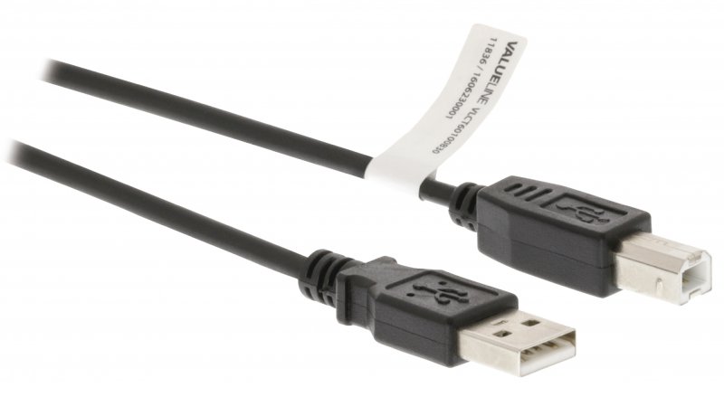 Kabel USB 2.0 USB A Zástrčka - USB-B Male 3.00 m Černá - obrázek č. 1