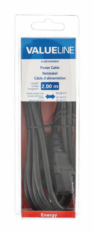 Schuko Napájecí Kabel Typ F Zástrčka - IEC-320-C13 2.00 m Černá - obrázek č. 3