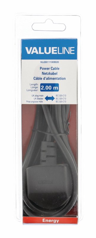 UK Napájecí Kabel UK Zástrčka - IEC-320-C13 2.00 m Černá - obrázek č. 3