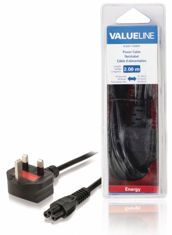 UK Napájecí Kabel UK Zástrčka - IEC-320-C5 2.00 m Černá - obrázek produktu