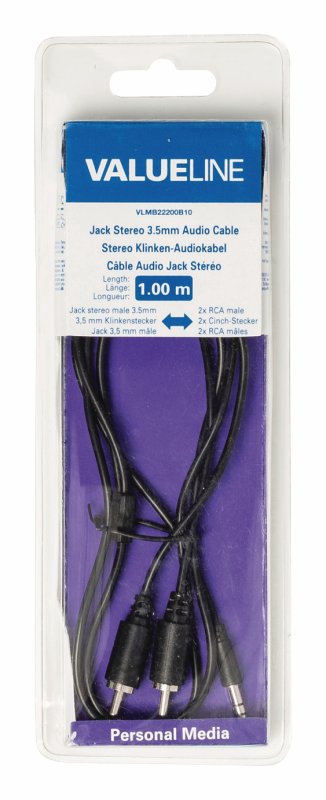 Stereo Audio Kabel 3.5mm Zástrčka - 2x CINCH Zástrčka 1.00 m Černá - obrázek č. 3