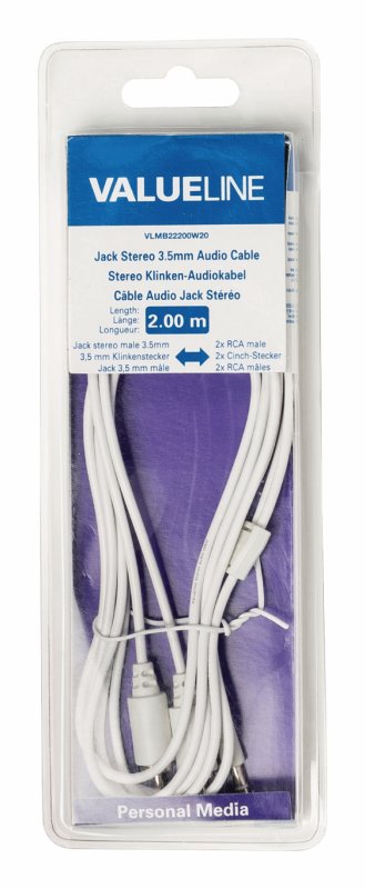 Stereo Audio Kabel 3.5mm Zástrčka - 2x CINCH Zástrčka 2.00 m Bílá - obrázek č. 3