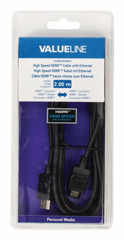 High Speed HDMI Kabel s Ethernetem HDMI Konektor - HDMI Konektor 2.00 m Černá - obrázek č. 3