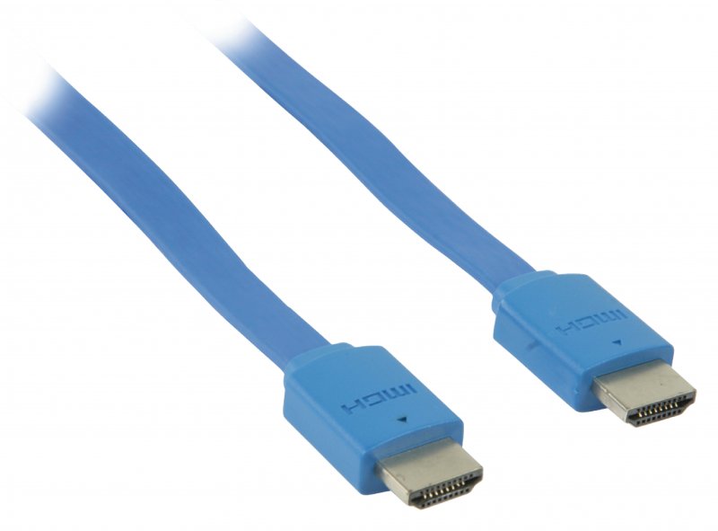 Plochý High Speed HDMI Kabel s Ethernetem HDMI Konektor - HDMI Konektor 2.00 m Modrá - obrázek č. 2