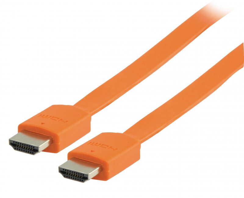 Plochý High Speed HDMI Kabel s Ethernetem HDMI Konektor - HDMI Konektor 2.00 m Oranžová - obrázek č. 1