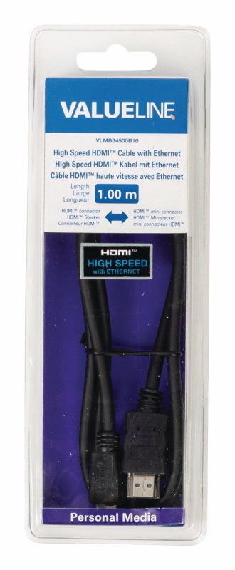 High Speed HDMI Kabel s Ethernetem HDMI Konektor - HDMI Mini Konektor 1.00 m Černá - obrázek č. 3