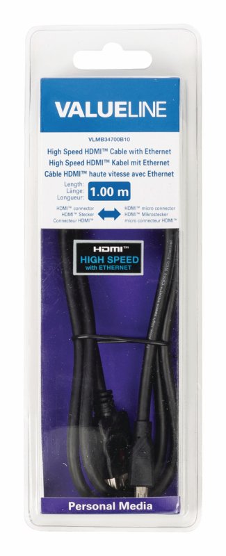 High Speed HDMI Kabel s Ethernetem HDMI Konektor - HDMI Micro Konektor 1.00 m Černá - obrázek č. 3
