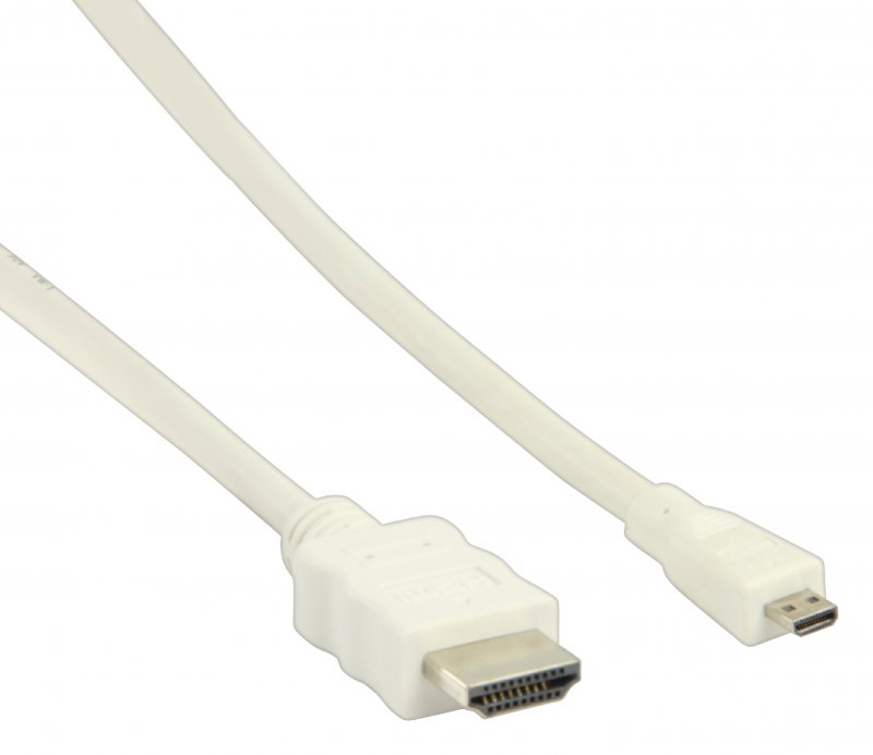 High Speed HDMI Kabel s Ethernetem HDMI Konektor - HDMI Micro Konektor 2.00 m Bílá - obrázek č. 2