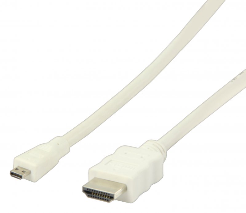 High Speed HDMI Kabel s Ethernetem HDMI Konektor - HDMI Micro Konektor 2.00 m Bílá - obrázek č. 1