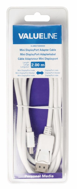 Kabel Mini DisplayPort Mini DisplayPort Zástrčka - DisplayPort Zástrčka 2.00 m Bílá - obrázek č. 3