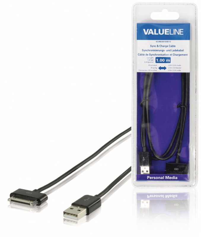 Synchronizační a Nabíjecí Kabel Apple Dock 30kolíkový - USB A Zástrčka 1.00 m Černá - obrázek produktu