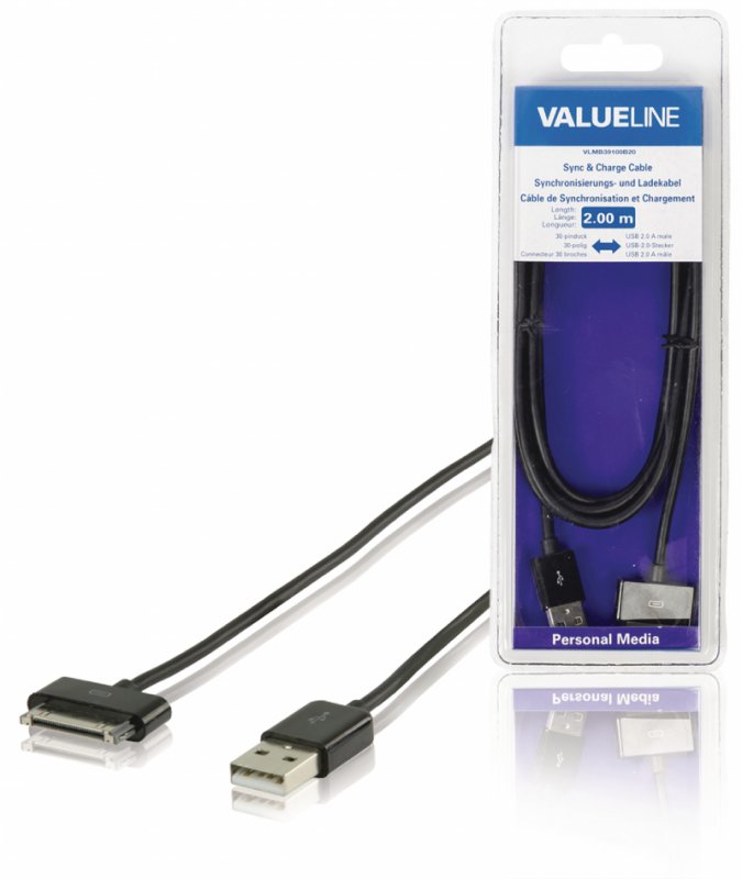 Synchronizační a Nabíjecí Kabel Apple Dock 30kolíkový - USB A Zástrčka 2.00 m Černá VLMB39100B20 - obrázek produktu