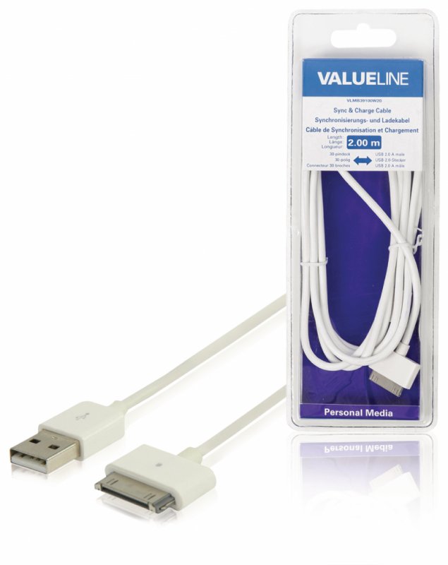 Synchronizační a Nabíjecí Kabel Apple Dock 30kolíkový - USB A Zástrčka 2.00 m Bílá - obrázek produktu