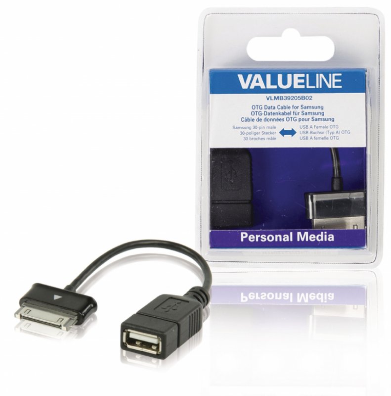 Synchronizační a Nabíjecí Kabel Samsung 30kolíkový Zástrčka - USB A Zásuvka 0.20 m Černá VLMB39205B02 - obrázek produktu