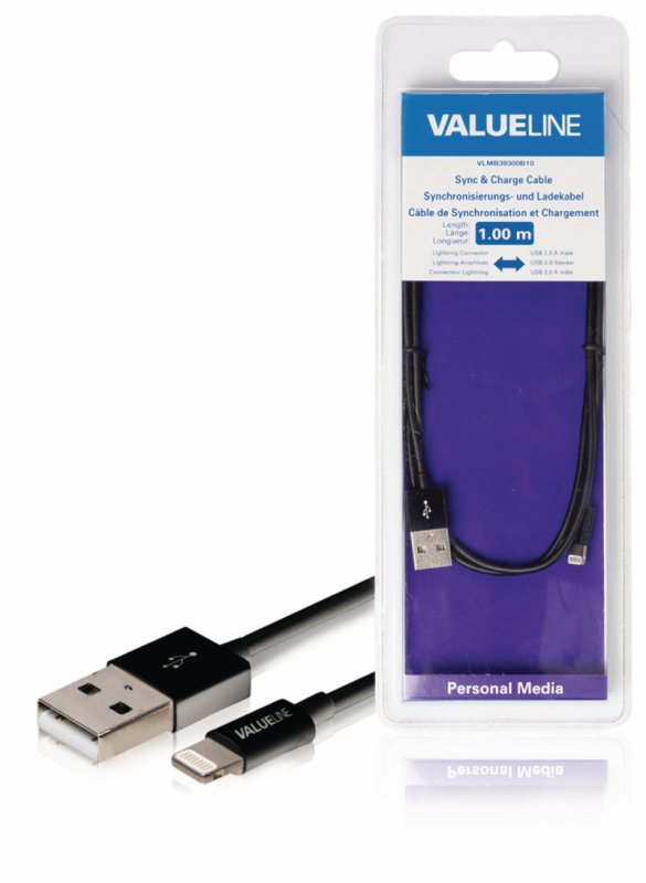 Synchronizační a Nabíjecí Kabel Apple Lightning - USB A Zástrčka 1.00 m Černá - obrázek produktu