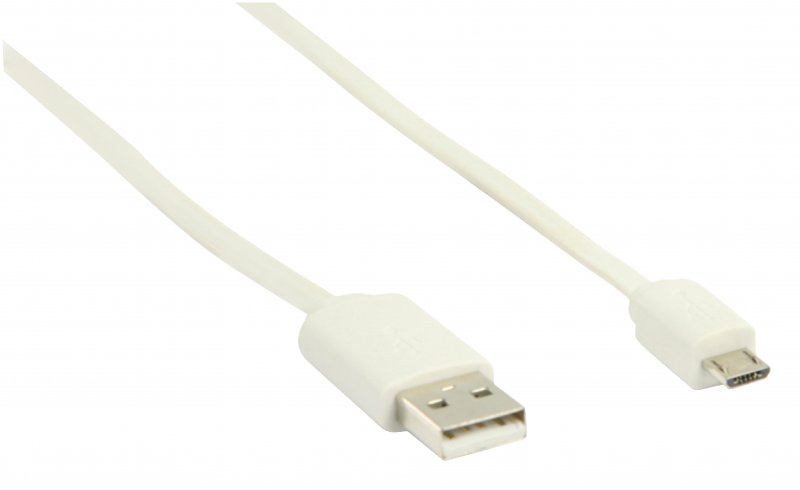 Kabel USB 2.0 USB A Zástrčka - Micro B Zástrčka Plochý 1.00 m Bílá - obrázek č. 1