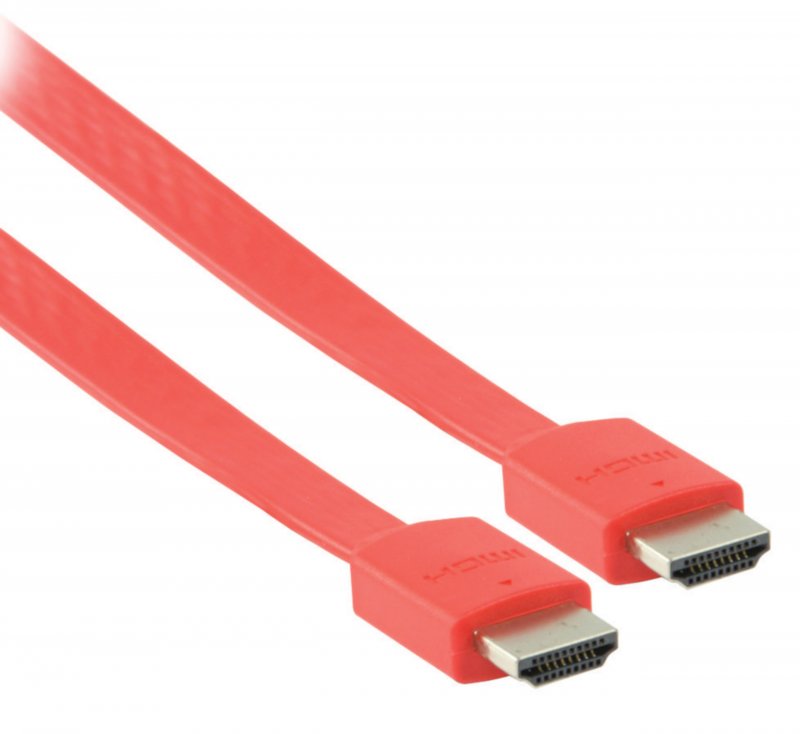 Plochý High Speed HDMI Kabel s Ethernetem HDMI Konektor - HDMI Konektor 2.00 m Červená - obrázek č. 1