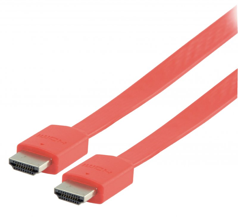 Plochý High Speed HDMI Kabel s Ethernetem HDMI Konektor - HDMI Konektor 2.00 m Červená - obrázek produktu