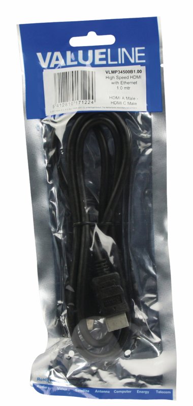 High Speed HDMI Kabel s Ethernetem HDMI Konektor - HDMI Mini Konektor 1.00 m Černá - obrázek č. 2