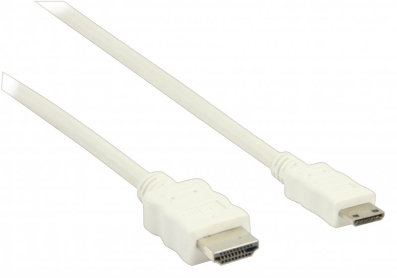 High Speed HDMI Kabel s Ethernetem HDMI Konektor - HDMI Mini Konektor 2.00 m Bílá - obrázek č. 1