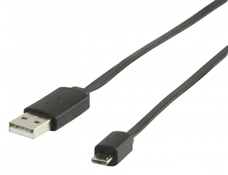 Kabel USB 2.0 USB A Zástrčka - Micro B Zástrčka Plochý 1.00 m Černá - obrázek produktu