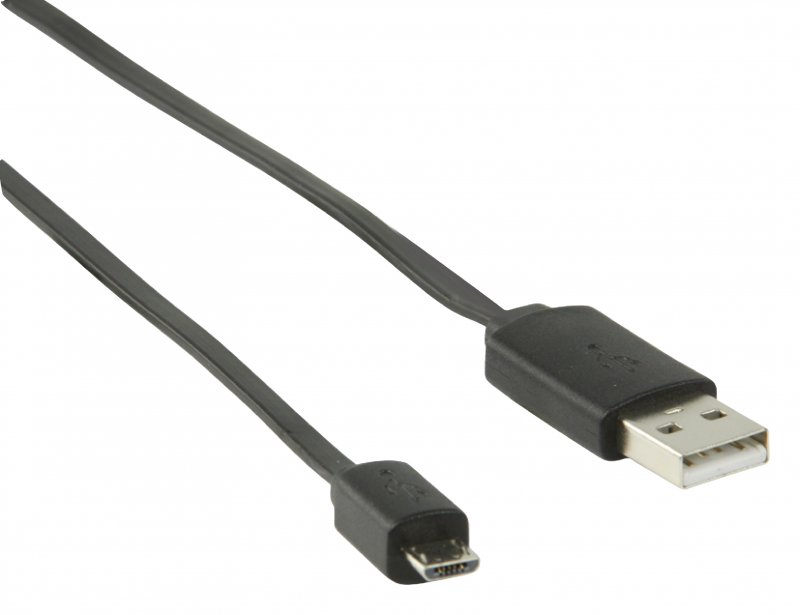 Kabel USB 2.0 USB A Zástrčka - Micro B Zástrčka Plochý 1.00 m Černá - obrázek č. 1