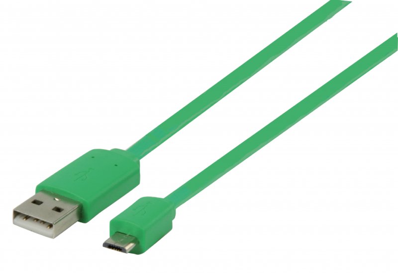 Kabel USB 2.0 USB A Zástrčka - Micro B Zástrčka Plochý 1.00 m Zelená - obrázek produktu