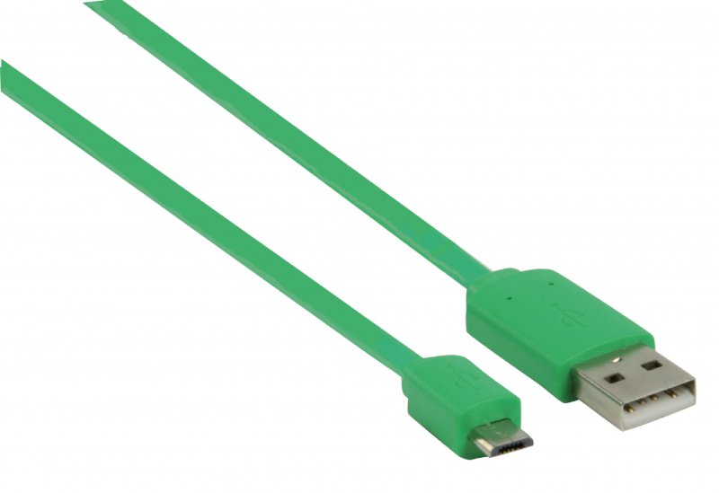 Kabel USB 2.0 USB A Zástrčka - Micro B Zástrčka Plochý 1.00 m Zelená - obrázek č. 1