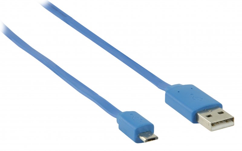 Kabel USB 2.0 USB A Zástrčka - Micro B Zástrčka Plochý 1.00 m Modrá - obrázek č. 1