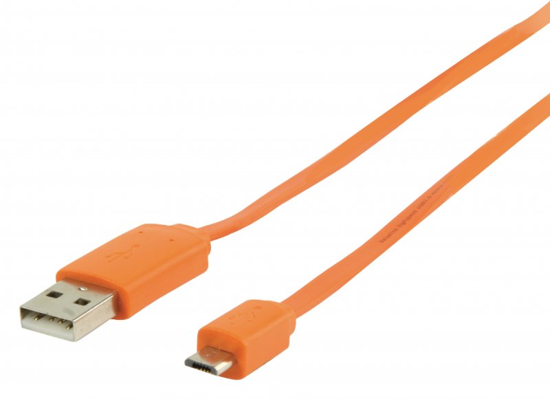 Kabel USB 2.0 USB A Zástrčka - Micro B Zástrčka Plochý 1.00 m Oranžová - obrázek produktu