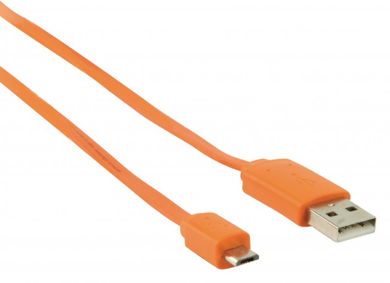 Kabel USB 2.0 USB A Zástrčka - Micro B Zástrčka Plochý 1.00 m Oranžová - obrázek č. 1