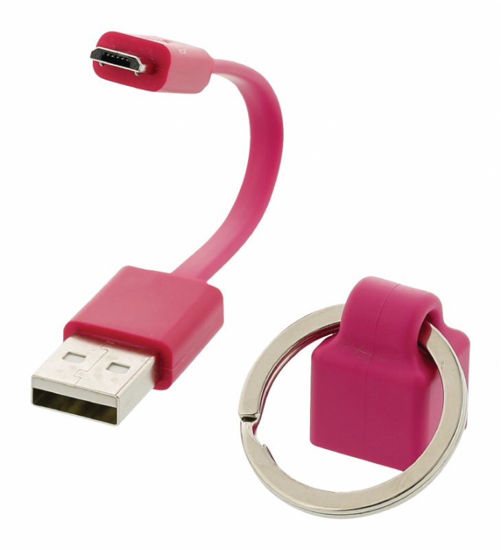 Kabel USB 2.0 USB A Zástrčka - Micro B Zástrčka Plochý 0.10 m Růžová - obrázek č. 1