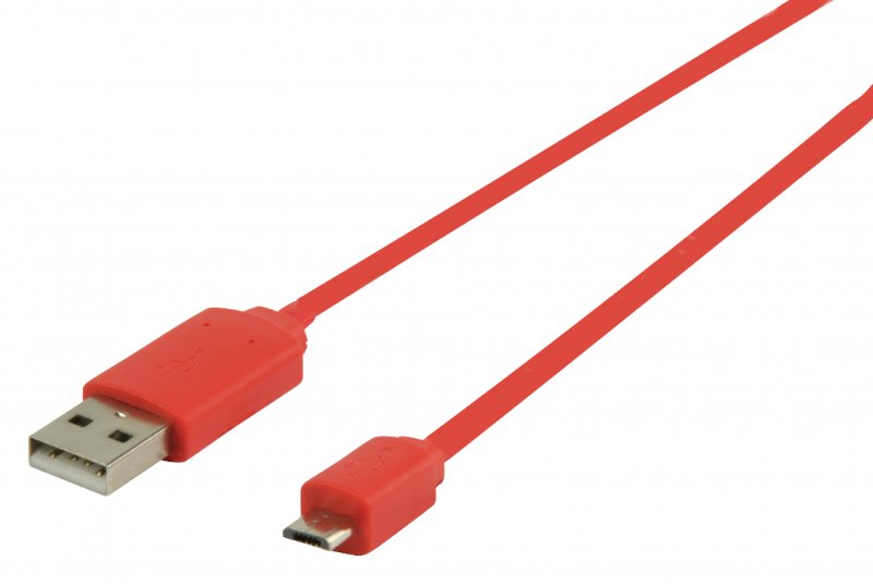 Kabel USB 2.0 USB A Zástrčka - Micro B Zástrčka Plochý 1.00 m Červená - obrázek produktu