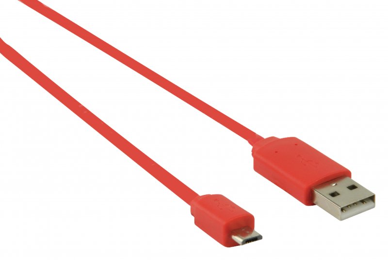 Kabel USB 2.0 USB A Zástrčka - Micro B Zástrčka Plochý 1.00 m Červená - obrázek č. 1