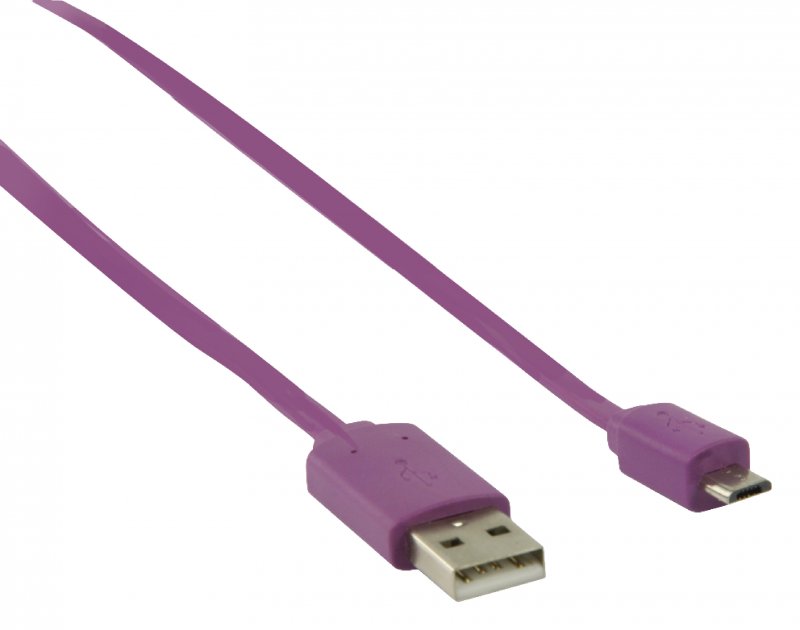 Kabel USB 2.0 USB A Zástrčka - Micro B Zástrčka Plochý 1.00 m Fialová - obrázek č. 1