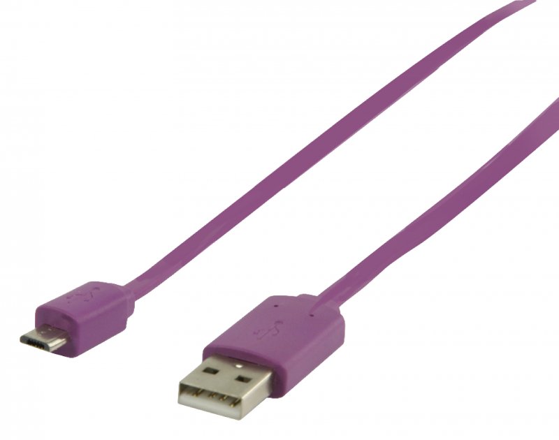 Kabel USB 2.0 USB A Zástrčka - Micro B Zástrčka Plochý 1.00 m Fialová - obrázek produktu