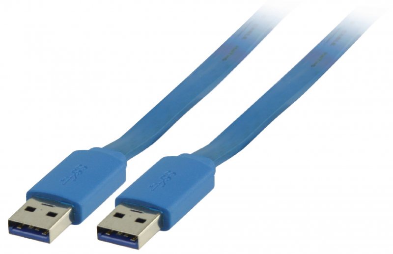 Kabel USB 3.0 USB A Zástrčka - USB A Zástrčka Plochý 2.00 m Modrá - obrázek produktu